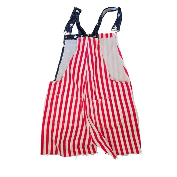 American‎ Flag Overalls Shorts Patriotic Stars Stripes Denim 2XL 4024 - Picture 4 of 6